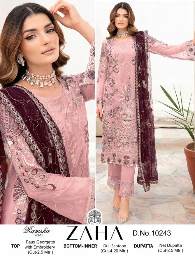 Ramsha Vol 15 By Zaha Georgette Embroidered Pakistani Suits Wholesale Shop In Surat
